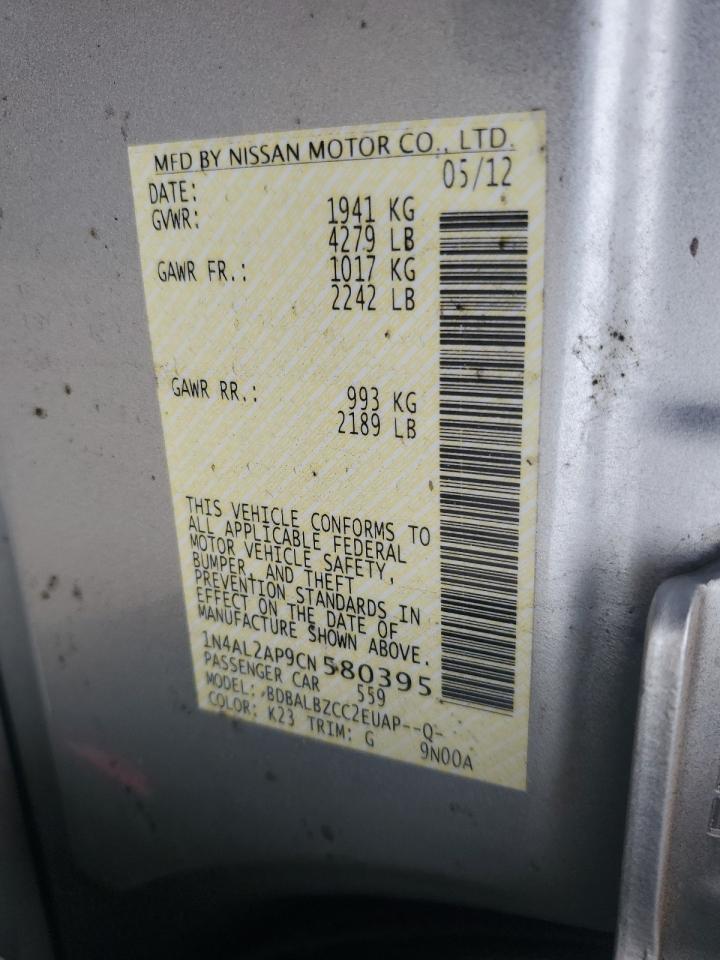 2012 Nissan Altima Base VIN: 1N4AL2AP9CN580395 Lot: 82260445