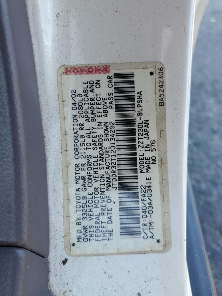 2002 Toyota Celica Gt VIN: JTDDR32T120134292 Lot: 81990105