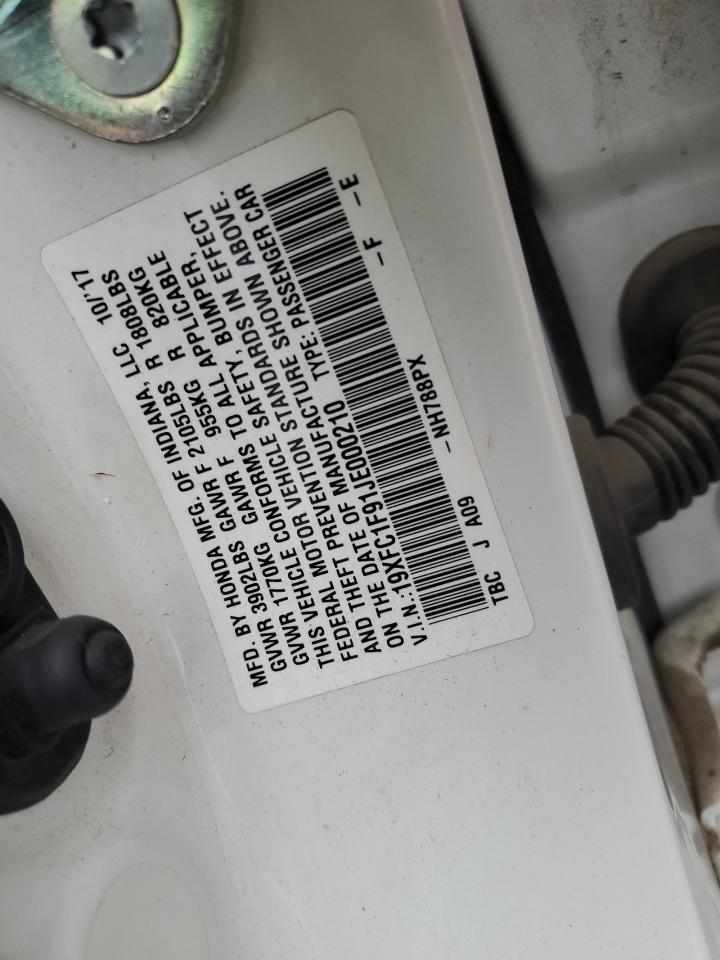 2018 Honda Civic Touring VIN: 19XFC1F91JE000210 Lot: 86306945