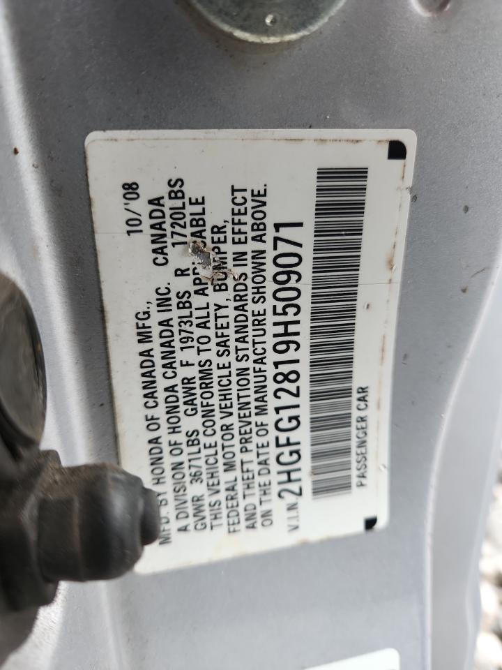 2009 Honda Civic Ex VIN: 2HGFG12819H509071 Lot: 85740875