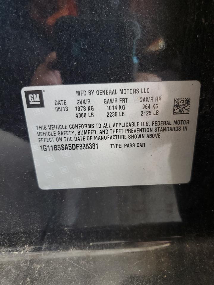 2013 Chevrolet Malibu Ls VIN: 1G11B5SA5DF335381 Lot: 85257515