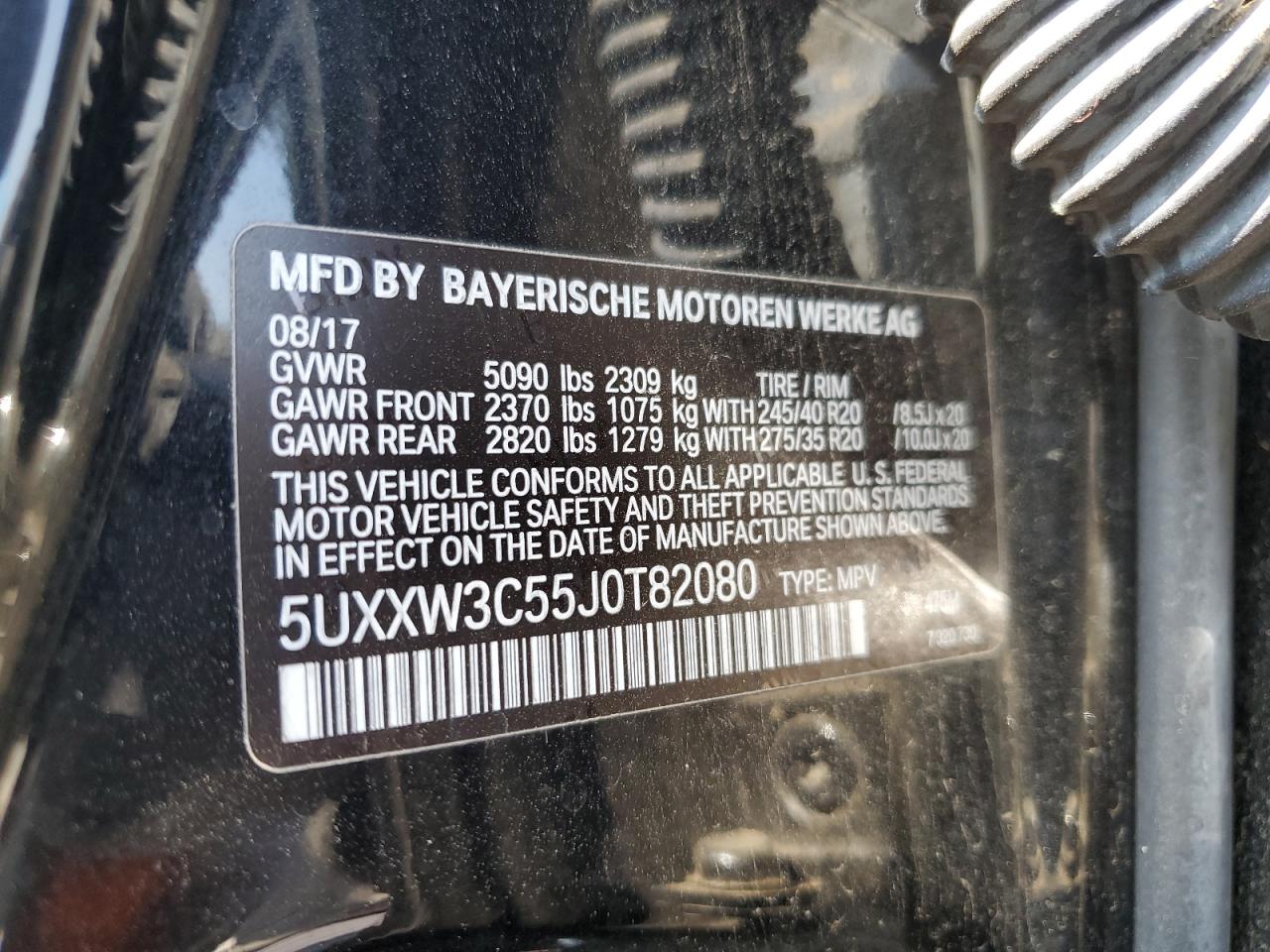 2018 BMW X4 xDrive28I VIN: 5UXXW3C55J0T82080 Lot: 82253545