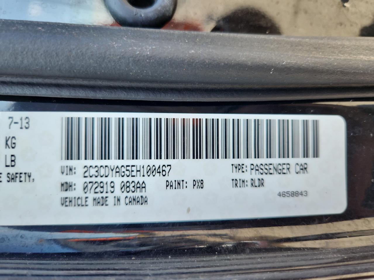 2014 Dodge Challenger Sxt VIN: 2C3CDYAG5EH100467 Lot: 85343015