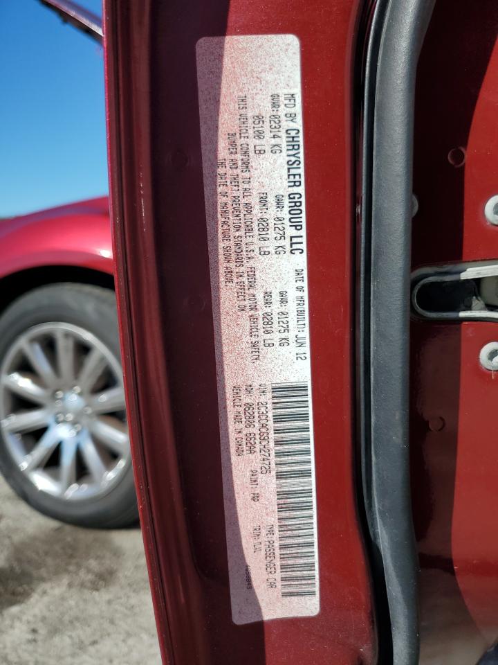 2012 Chrysler 300 Limited VIN: 2C3CCACG9CH274725 Lot: 90552205