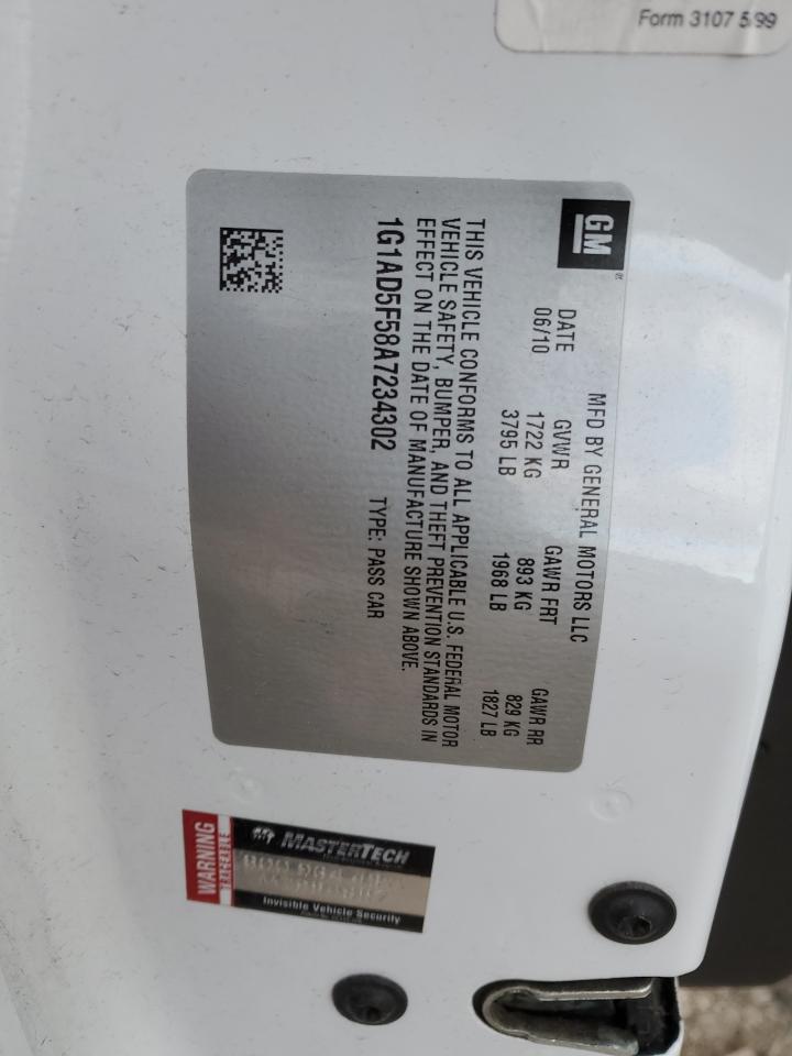 2010 Chevrolet Cobalt 1Lt VIN: 1G1AD5F58A7234302 Lot: 87280875