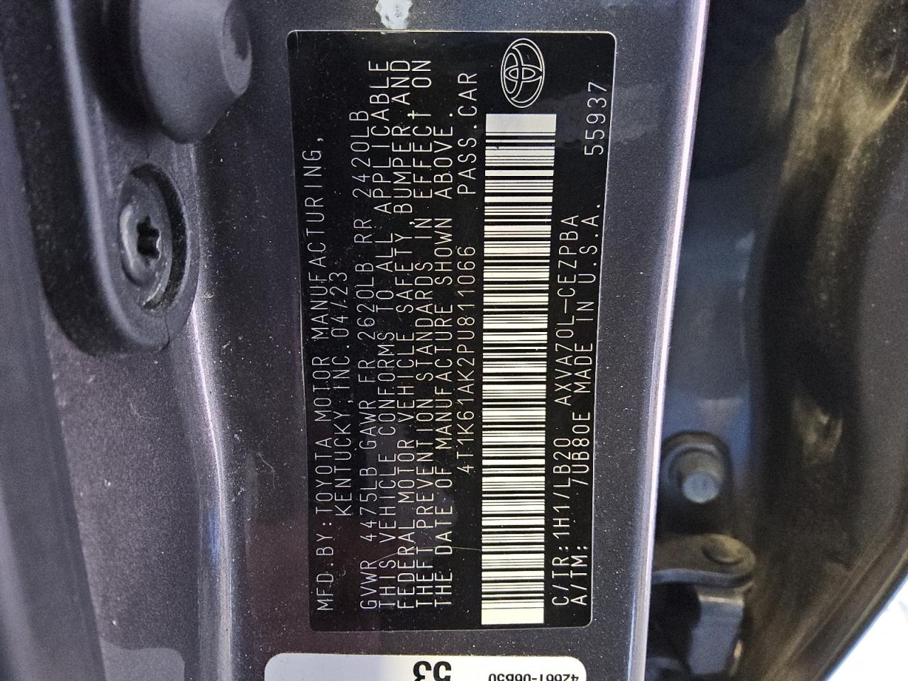 2023 Toyota Camry Xse VIN: 4T1K61AK2PU811066 Lot: 85560575