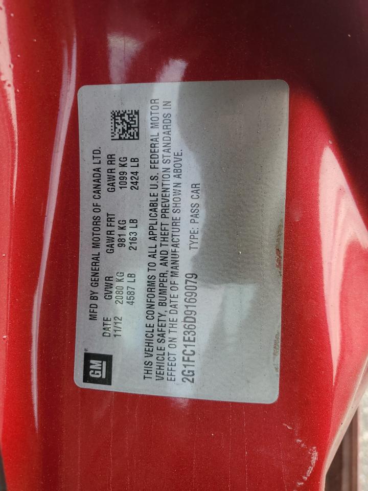 2013 Chevrolet Camaro Lt VIN: 2G1FC1E36D9169079 Lot: 86434075