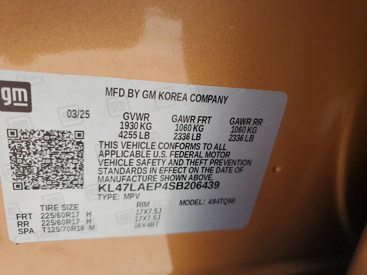 2025 Buick Envista Preferred VIN: KL47LAEP4SB206439 Lot: 85090445