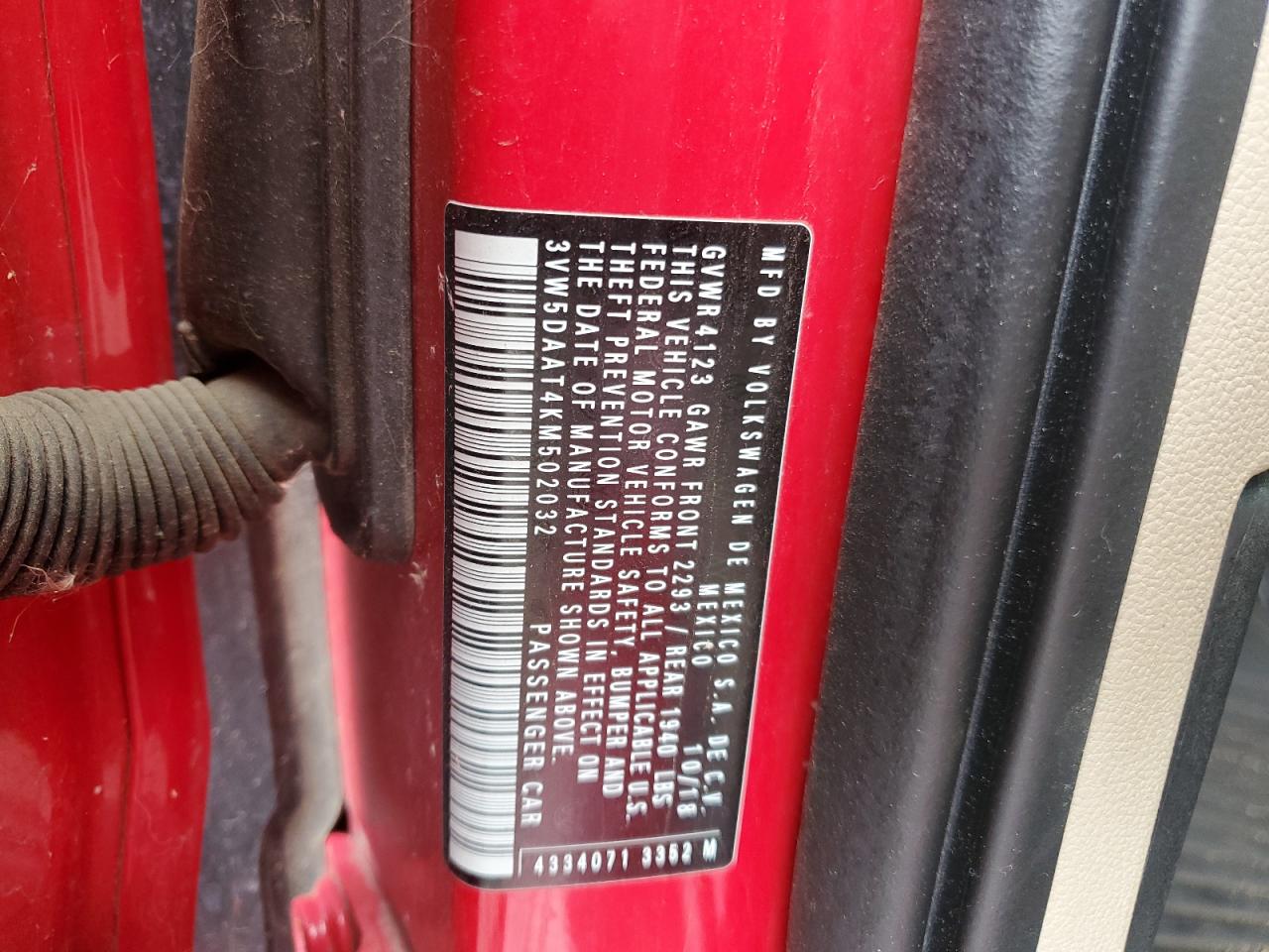 2019 Volkswagen Beetle S VIN: 3VW5DAAT4KM502032 Lot: 85562525