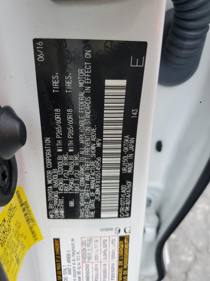 2016 Lexus Gx 460 VIN: JTJBM7FX1G5145956 Lot: 82271625