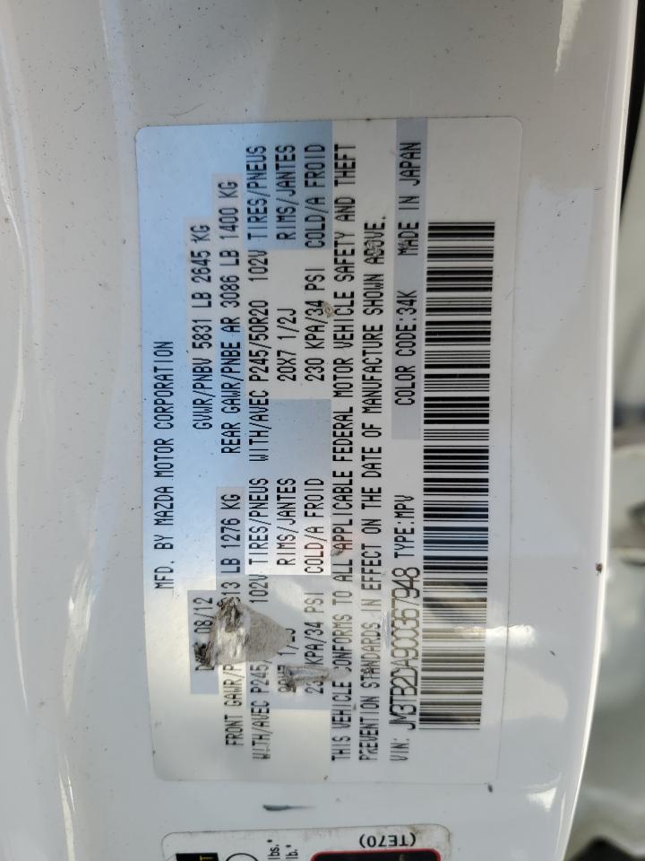 2012 Mazda Cx-9 VIN: JM3TB2DA9C0367948 Lot: 90671245