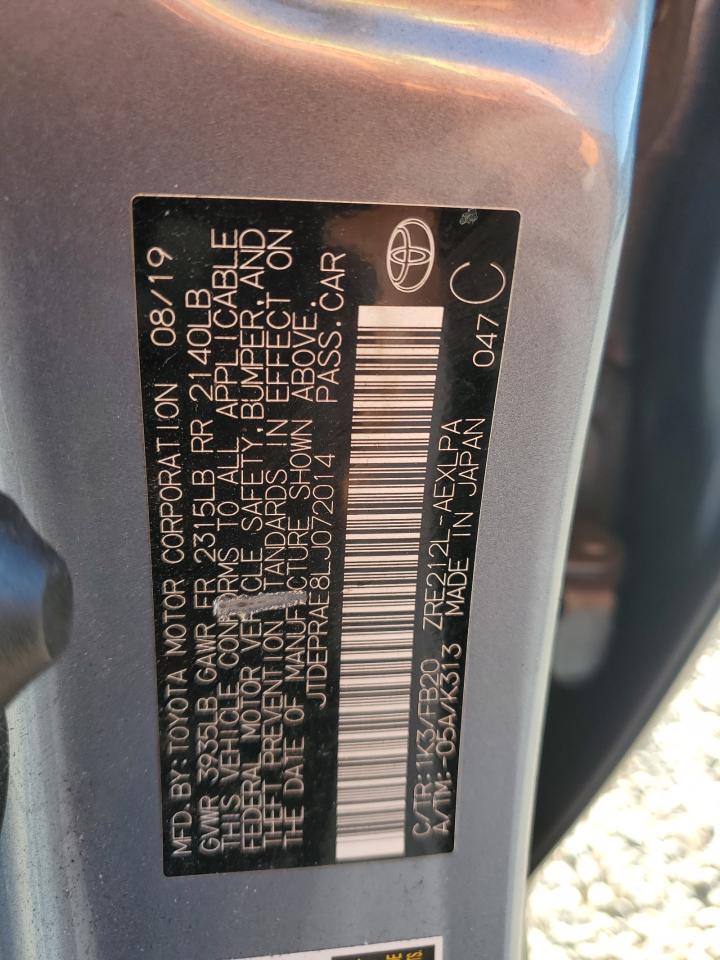 2020 Toyota Corolla Le VIN: JTDEPRAE8LJ072014 Lot: 85327045