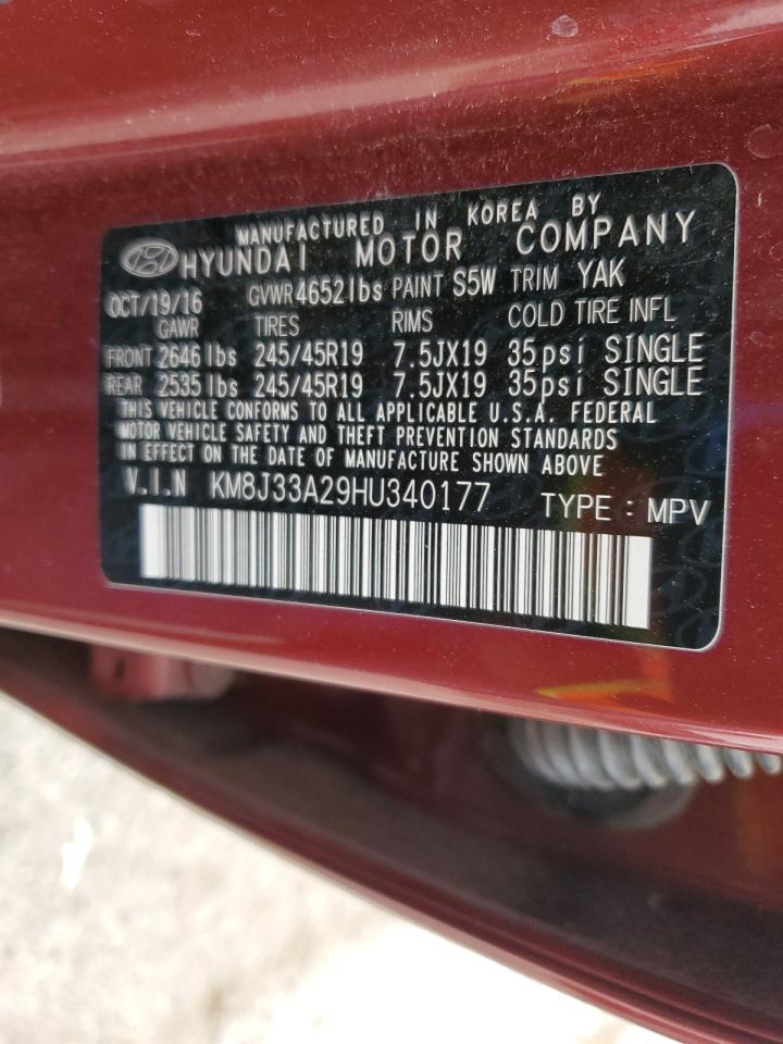 2017 Hyundai Tucson Limited VIN: KM8J33A29HU340177 Lot: 84759715