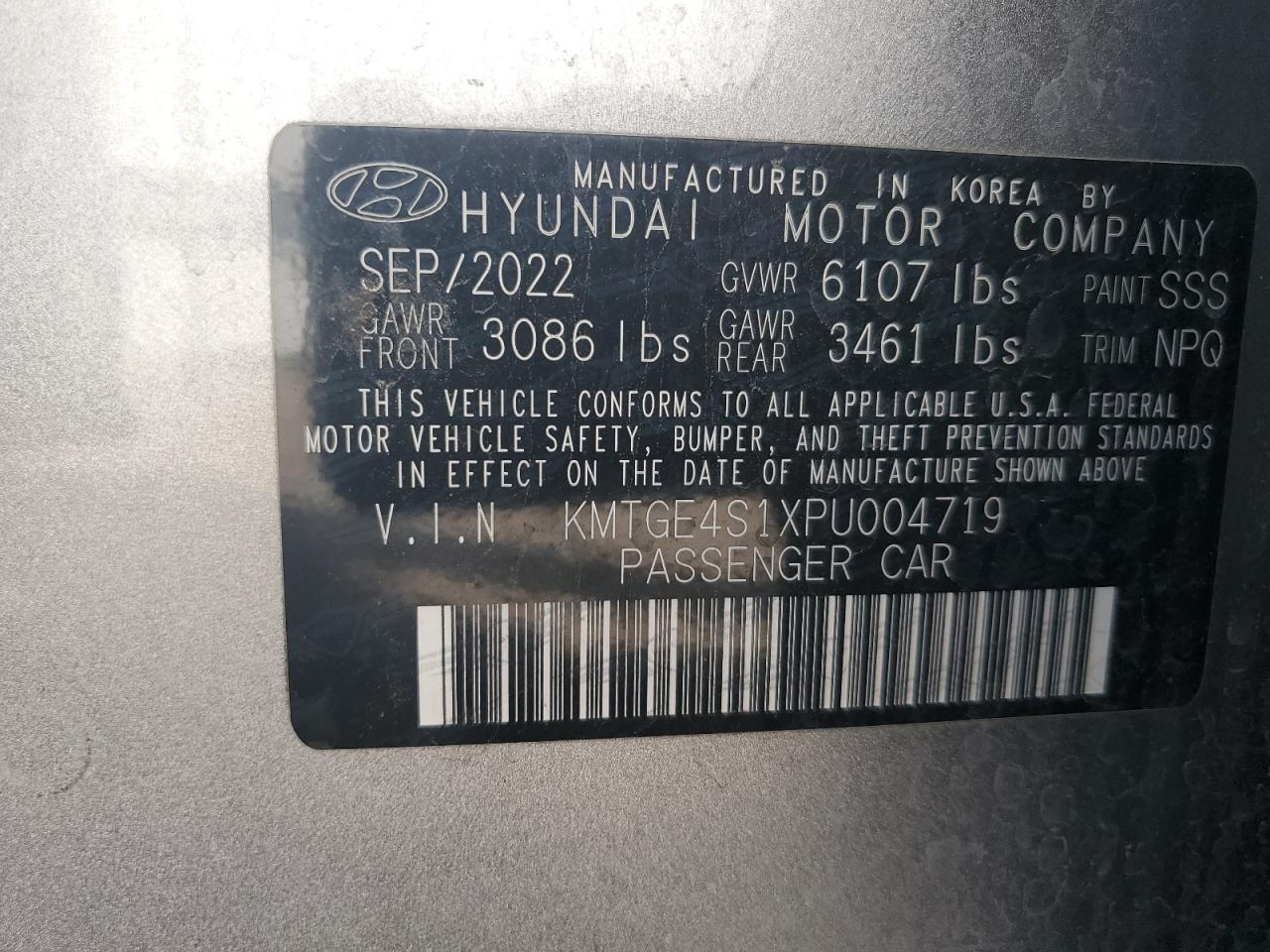 2023 Genesis G80 VIN: KMTGE4S1XPU004719 Lot: 87267205