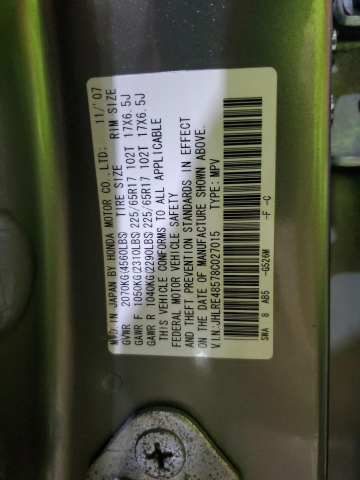 2008 Honda Cr-V Ex VIN: JHLRE48578C027015 Lot: 85728305