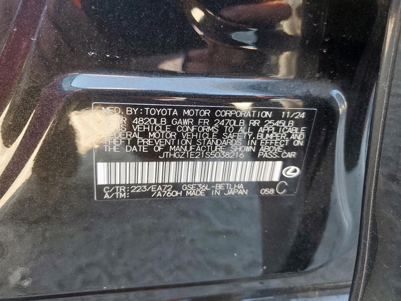 2025 Lexus Is 350 F Sport VIN: JTHGZ1E21S5038216 Lot: 86664885