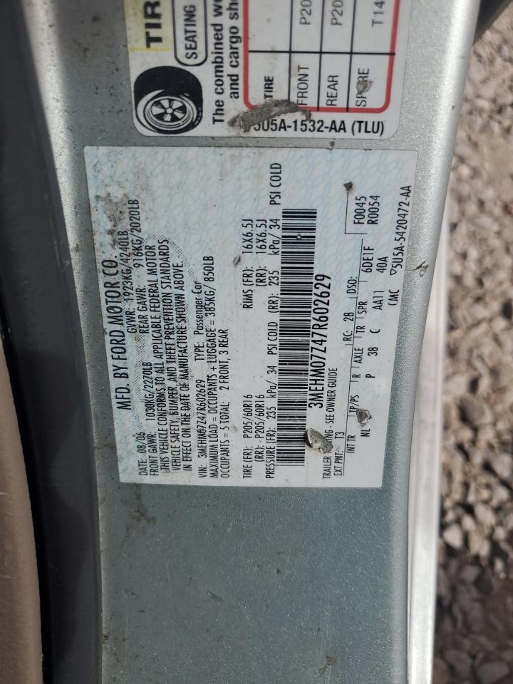 2007 Mercury Milan VIN: 3MEHM07Z47R602629 Lot: 85667595
