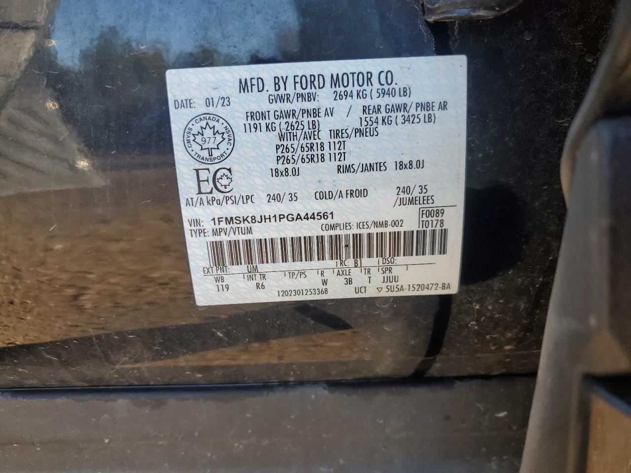 2023 Ford Explorer Timberline VIN: 1FMSK8JH1PGA44561 Lot: 85765895