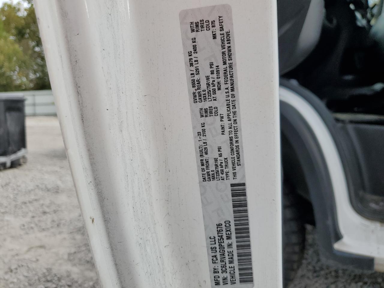 2023 Ram Promaster 1500 1500 Standard VIN: 3C6LRVAG0PE547676 Lot: 85281675