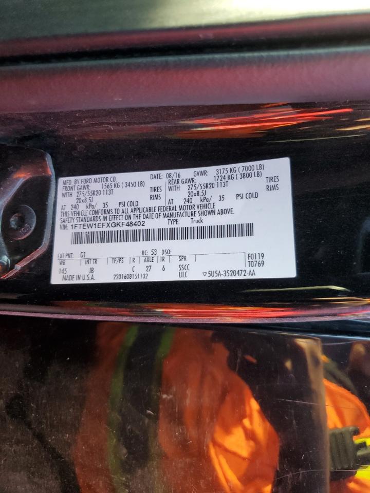 2016 Ford F150 Supercrew VIN: 1FTEW1EFXGKF48402 Lot: 87091625