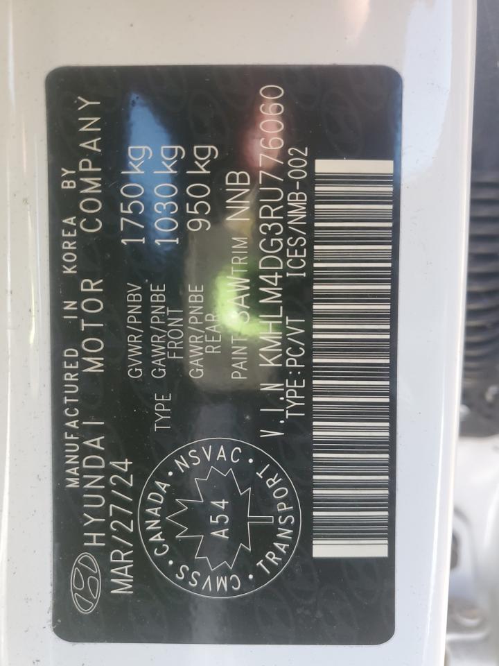 2024 Hyundai Elantra Sel VIN: KMHLM4DG3RU776060 Lot: 85904335