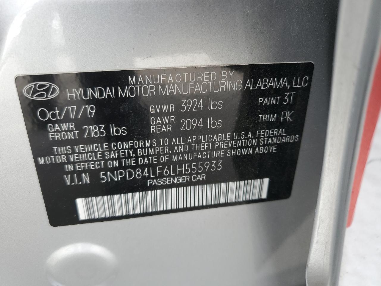 2020 Hyundai Elantra Sel VIN: 5NPD84LF6LH555933 Lot: 82471505