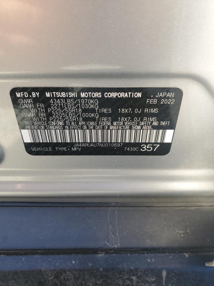 2022 Mitsubishi Outlander Sport Es VIN: JA4ARUAU7NU010697 Lot: 90016185