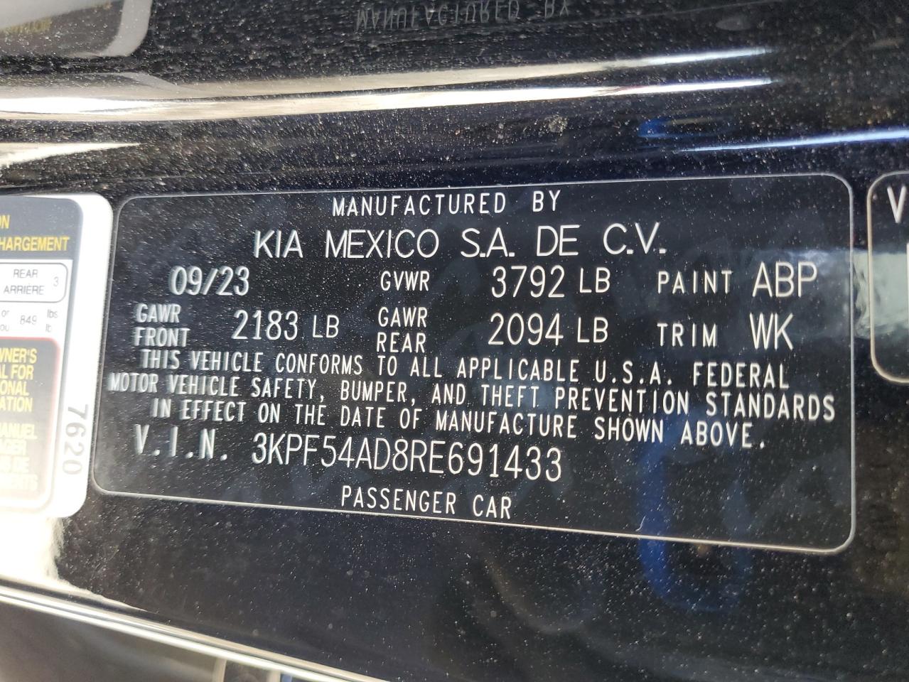 2024 Kia Forte Gt Line VIN: 3KPF54AD8RE691433 Lot: 85681405