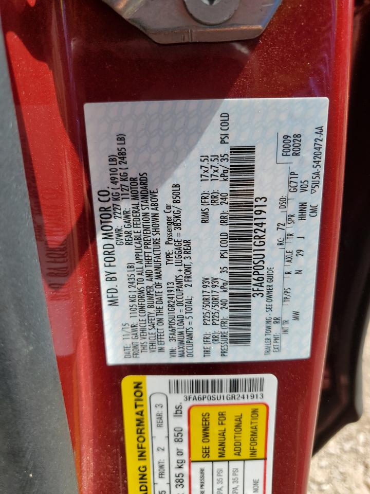 2016 Ford Fusion Titanium Phev VIN: 3FA6P0SU1GR241913 Lot: 86341155