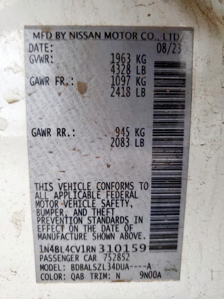 2024 Nissan Altima Sr VIN: 1N4BL4CV1RN310159 Lot: 82490115