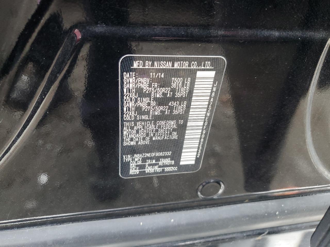 2015 Infiniti Qx80 VIN: JN8AZ2NE0F9082332 Lot: 90335645