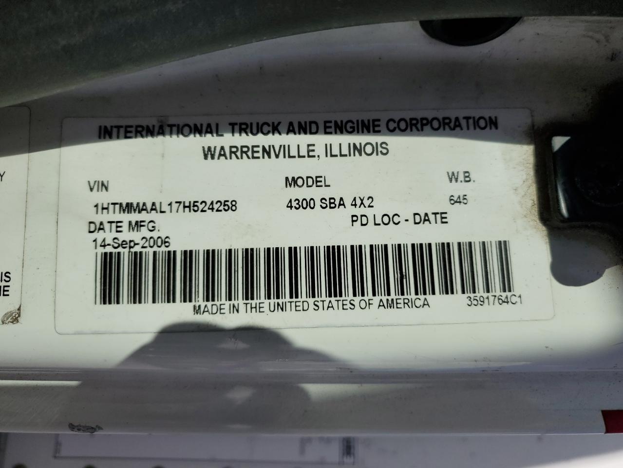 2007 International 4000 4300 VIN: 1HTMMAAL17H524258 Lot: 84624595