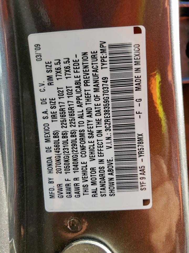 2009 Honda Cr-V Lx VIN: 3CZRE38359G703749 Lot: 90944165