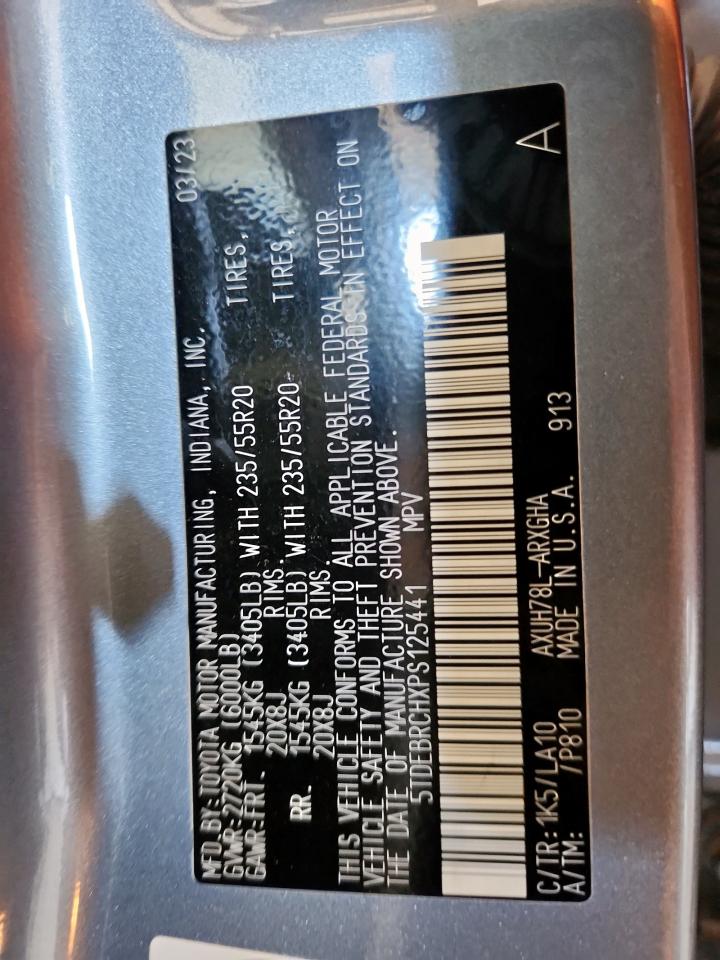 2023 Toyota Highlander Hybrid Limited VIN: 5TDEBRCHXPS125441 Lot: 82336415