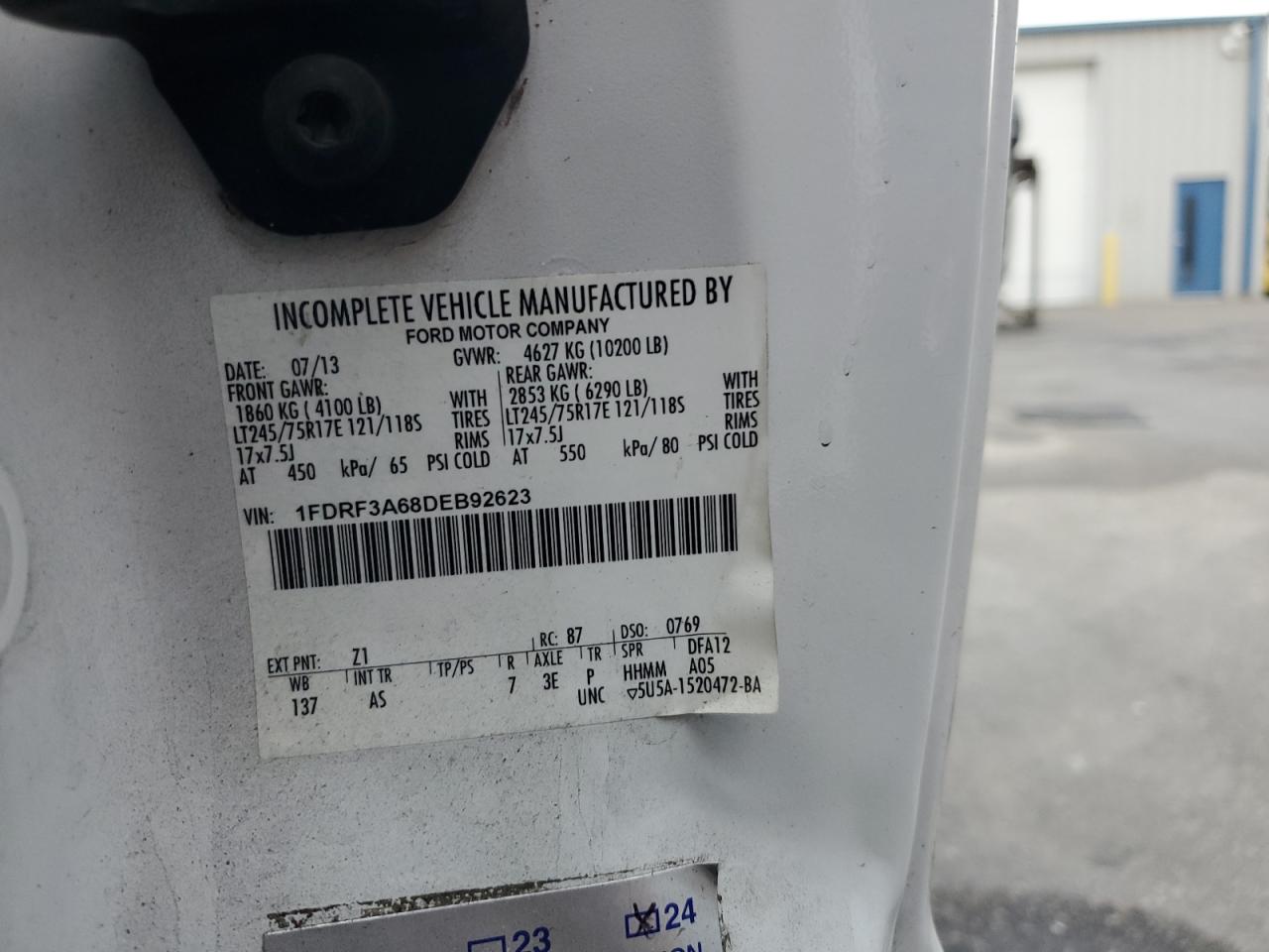 2013 Ford F350 Super Duty VIN: 1FDRF3A68DEB92623 Lot: 85349925