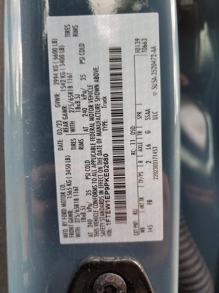 2023 Ford F150 Supercrew VIN: 1FTEW1EP9PKE02680 Lot: 86831115