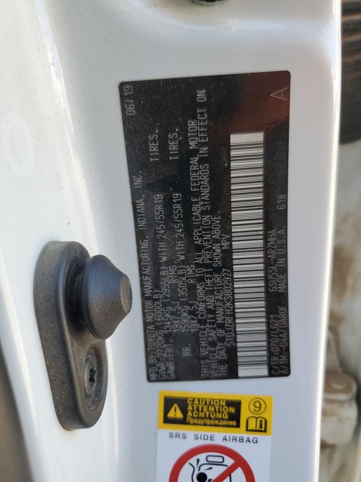 2019 Toyota Highlander Se VIN: 5TDJZRFH2KS602927 Lot: 84982705