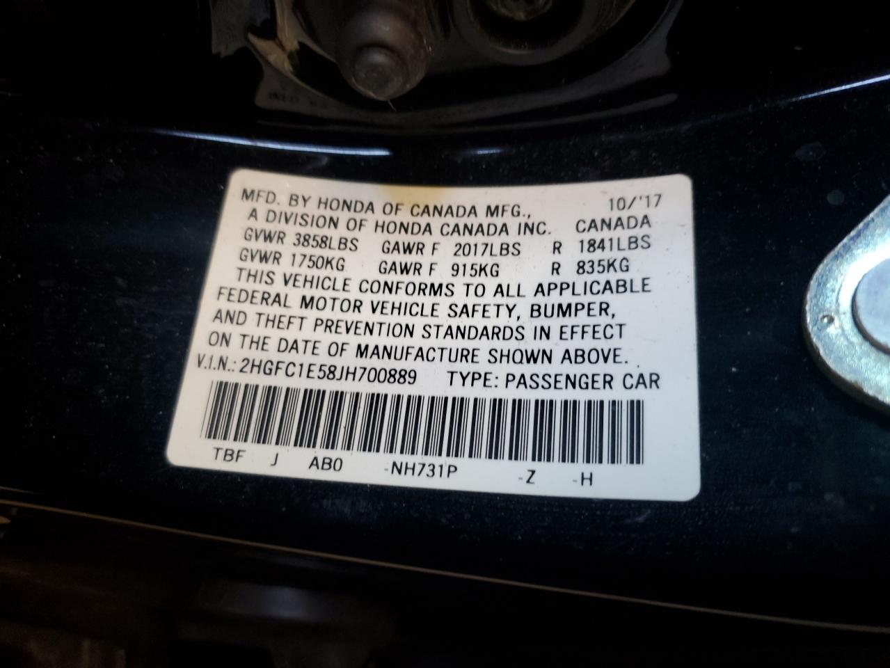 2018 Honda Civic Si VIN: 2HGFC1E58JH700889 Lot: 85175515