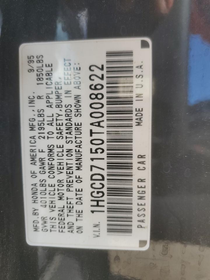 1996 Honda Accord Ex VIN: 1HGCD7150TA008622 Lot: 85328875