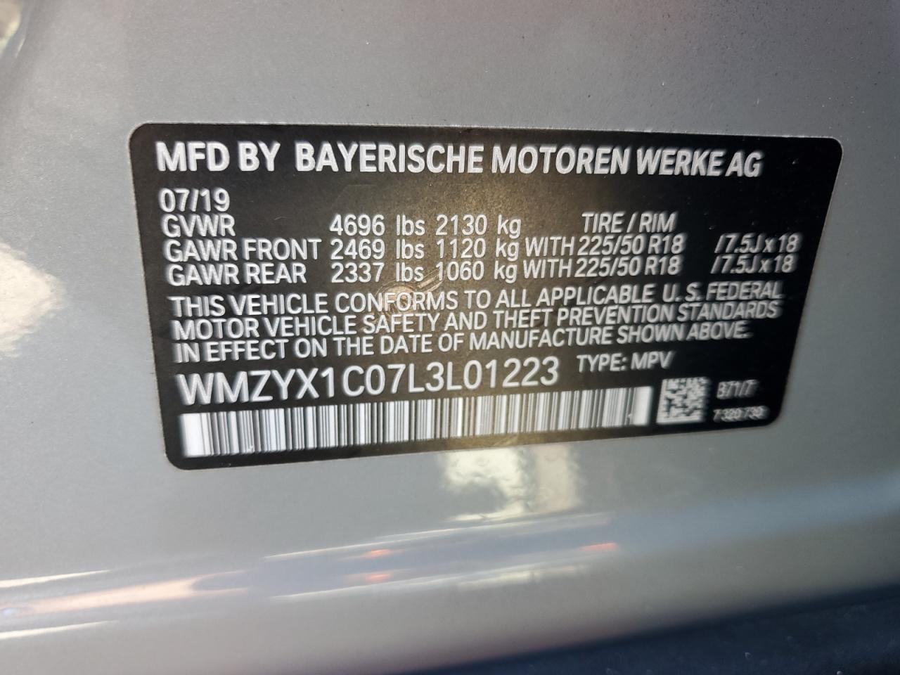 2020 Mini Cooper S Countryman All4 VIN: WMZYX1C07L3L01223 Lot: 89544575