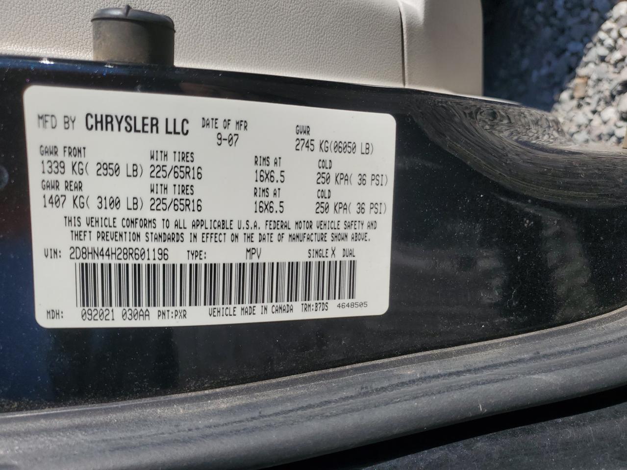 2008 Dodge Grand Caravan Se VIN: 2D8HN44H28R601196 Lot: 89521155