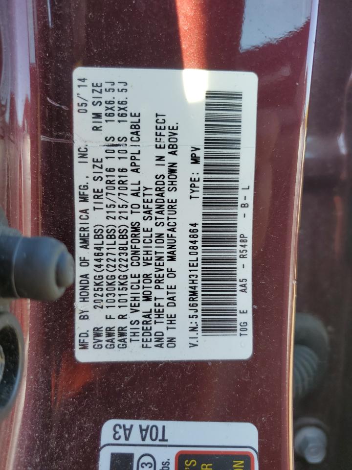 2014 Honda Cr-V Lx VIN: 5J6RM4H31EL084864 Lot: 85345915