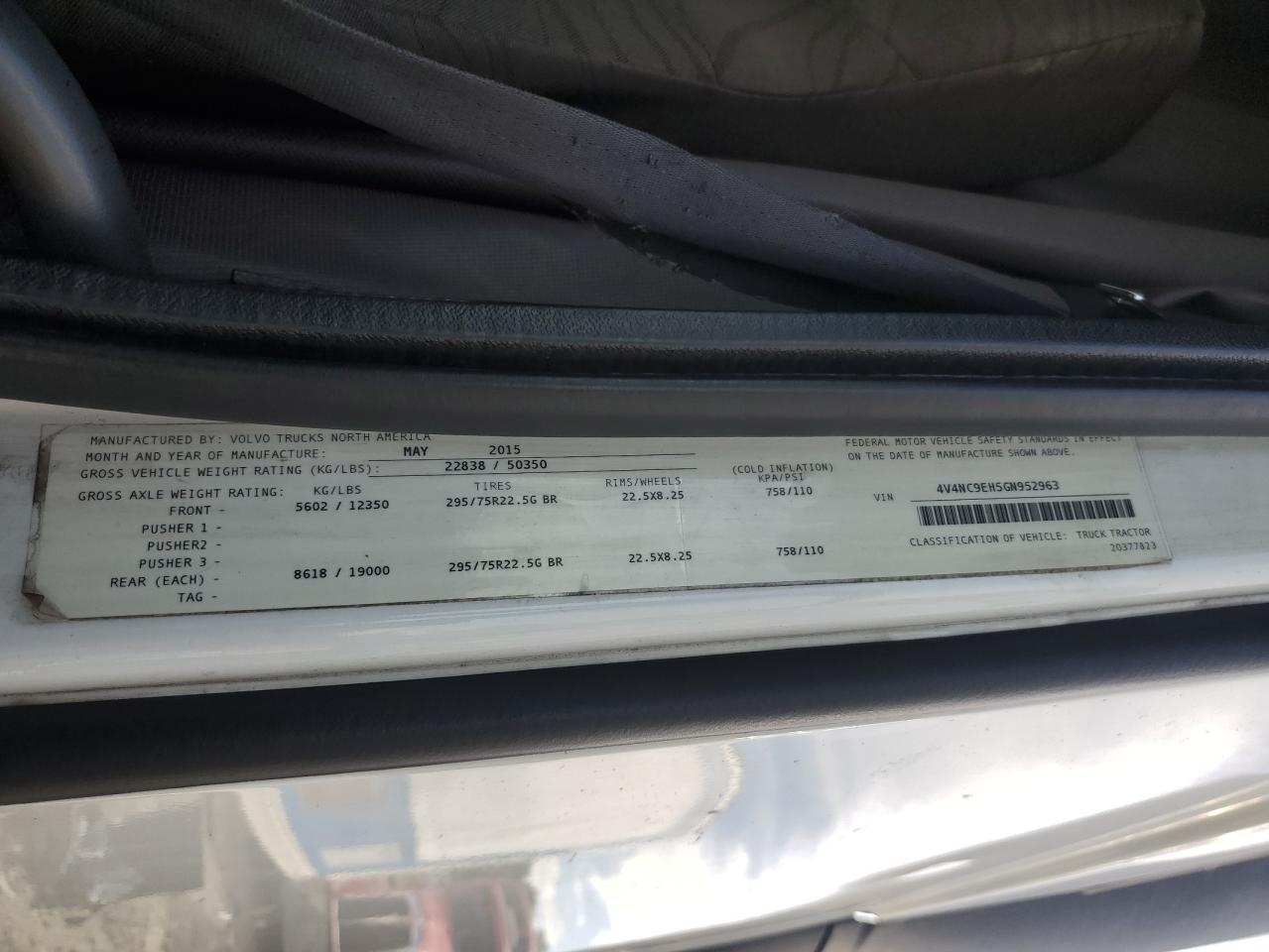2016 Volvo Vnl Semi Truck VIN: 4V4NC9EH5GN952963 Lot: 84044415