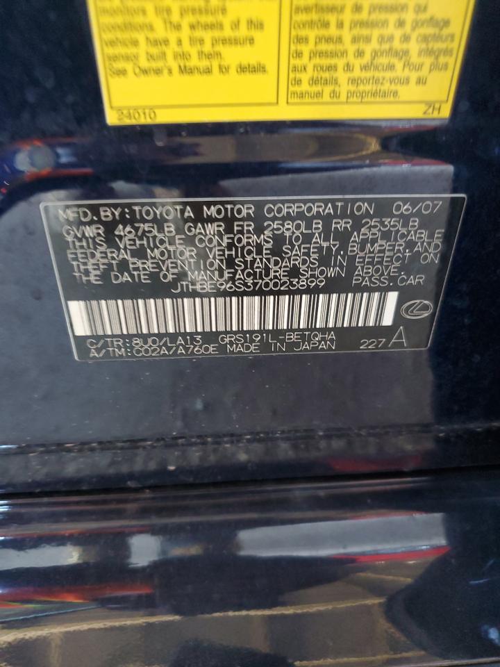 2007 Lexus Gs 350 VIN: JTHBE96S370023899 Lot: 85595235