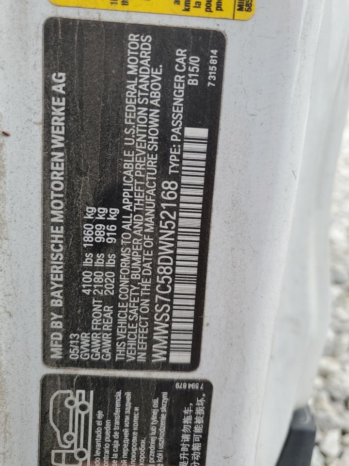 2013 Mini Cooper S Paceman VIN: WMWSS7C58DWN52168 Lot: 82449995