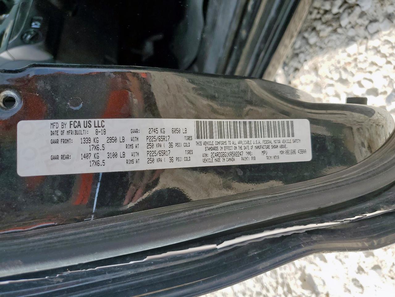 2019 Dodge Grand Caravan Se VIN: 2C4RDGBG1KR502247 Lot: 90216145