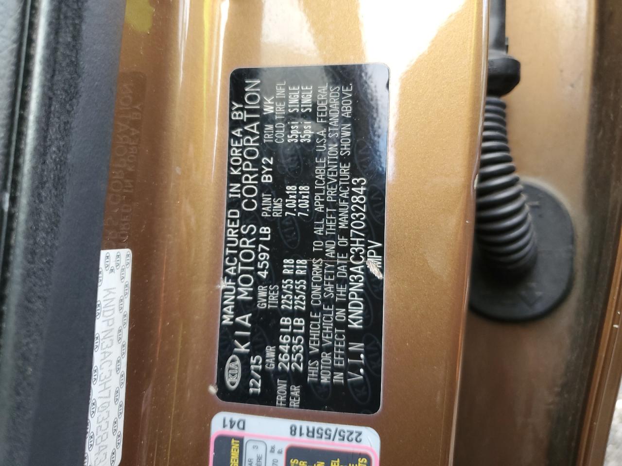 2017 Kia Sportage Ex VIN: KNDPN3AC3H7032843 Lot: 85913375