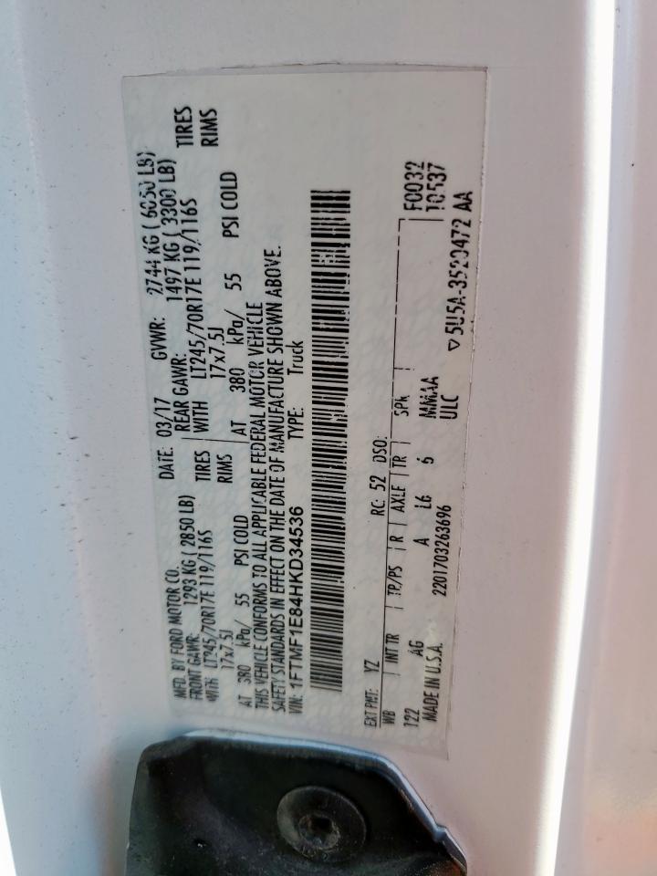 2017 Ford F150 VIN: 1FTMF1E84HKD34536 Lot: 84609895