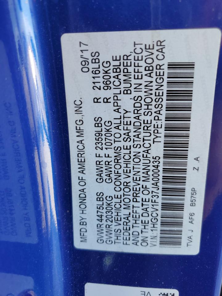 2018 Honda Accord Sport VIN: 1HGCV1F37JA000435 Lot: 85841125