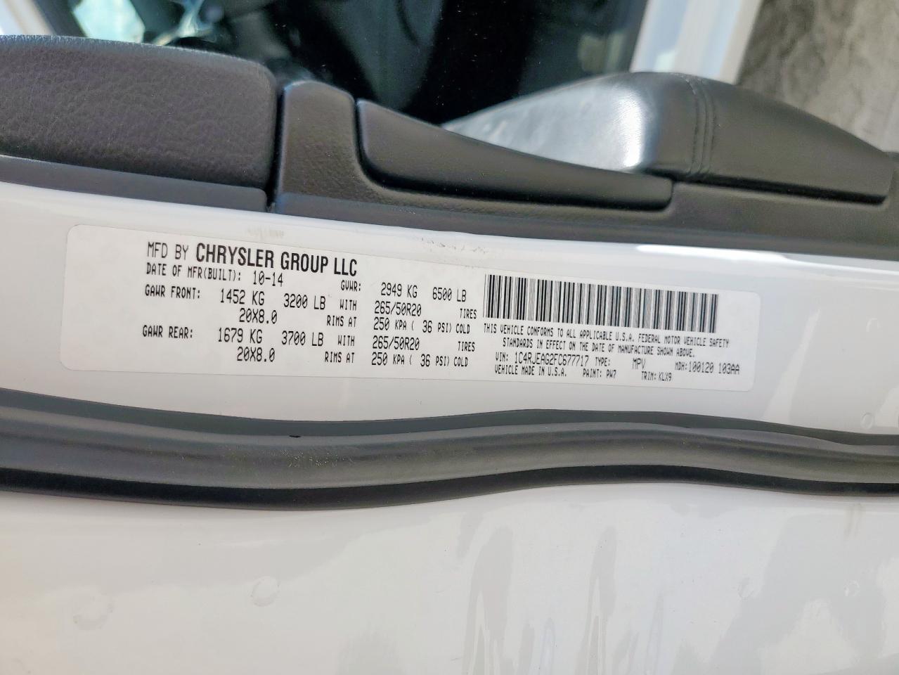 2015 Jeep Grand Cherokee Laredo VIN: 1C4RJEAG2FC677717 Lot: 85536725